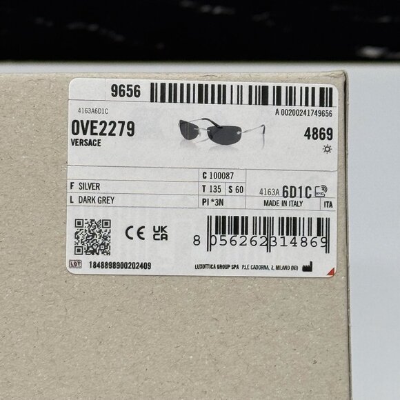 NEW MOD 2279 1000/87 VERSACE SUNGLASSES VE2279 100087 SILVER VE2279 1000/87 - Picture 11 of 11